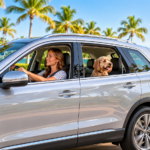 Sunny Coastal SUV Drive with Dog
